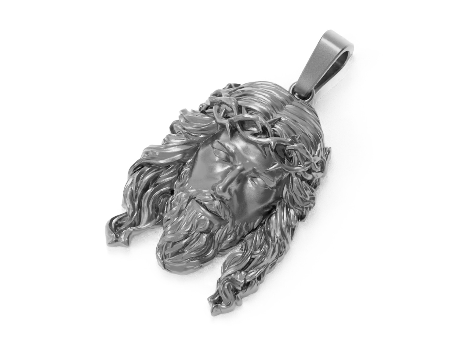 Jesus Face Pendant Necklace 3D print model_10