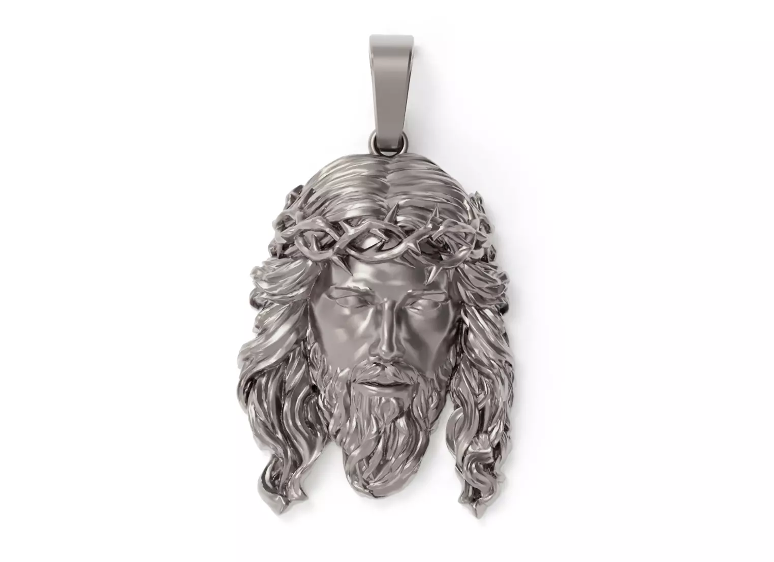 Jesus Face Pendant Necklace 3D print model_0