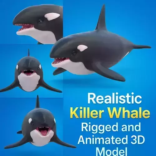 Realistic Killer Whale Low-poly 3D model