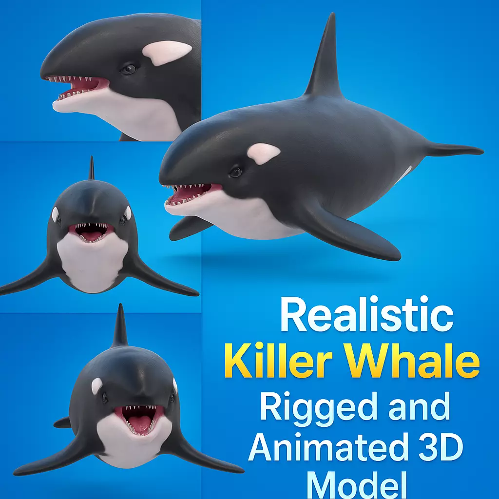 Realistic Killer Whale Low-poly 3D model_0