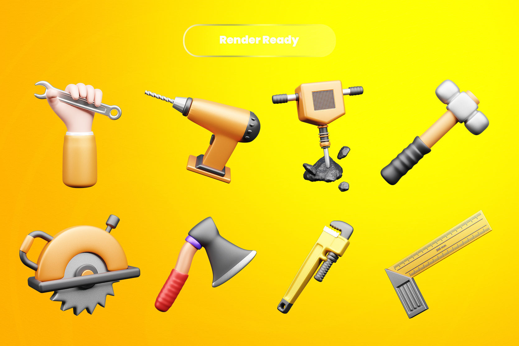 Labour Day 3d Illustration Icon Pack 3D model_1