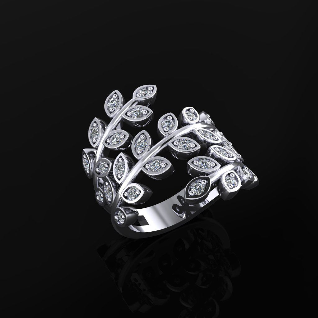 Leaf Ring 3D print model_1