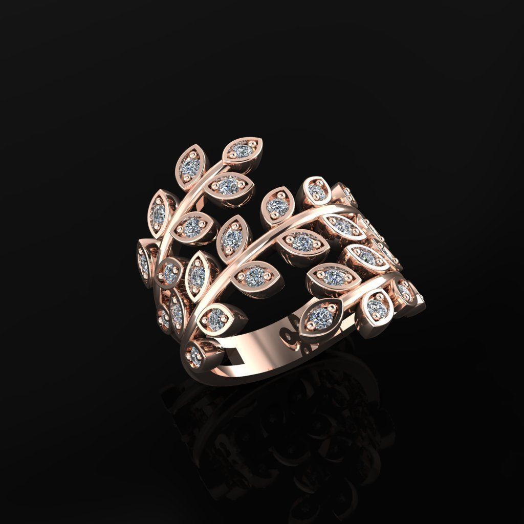 Leaf Ring 3D print model_2