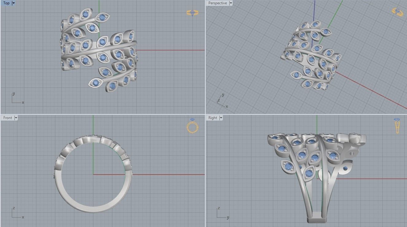 Leaf Ring 3D print model_5
