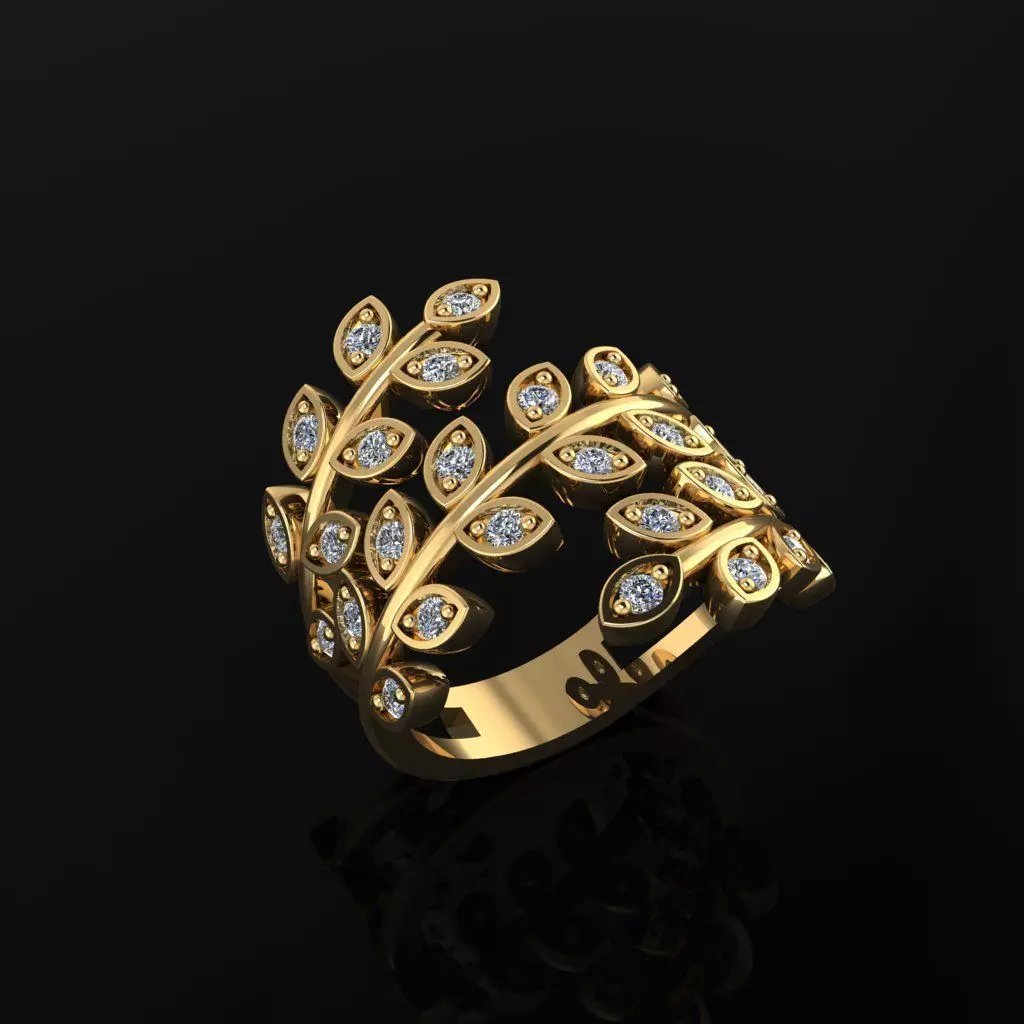 Leaf Ring 3D print model_0