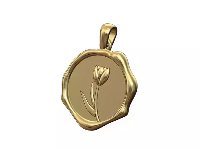 Tulip flower wax seal pendant charm