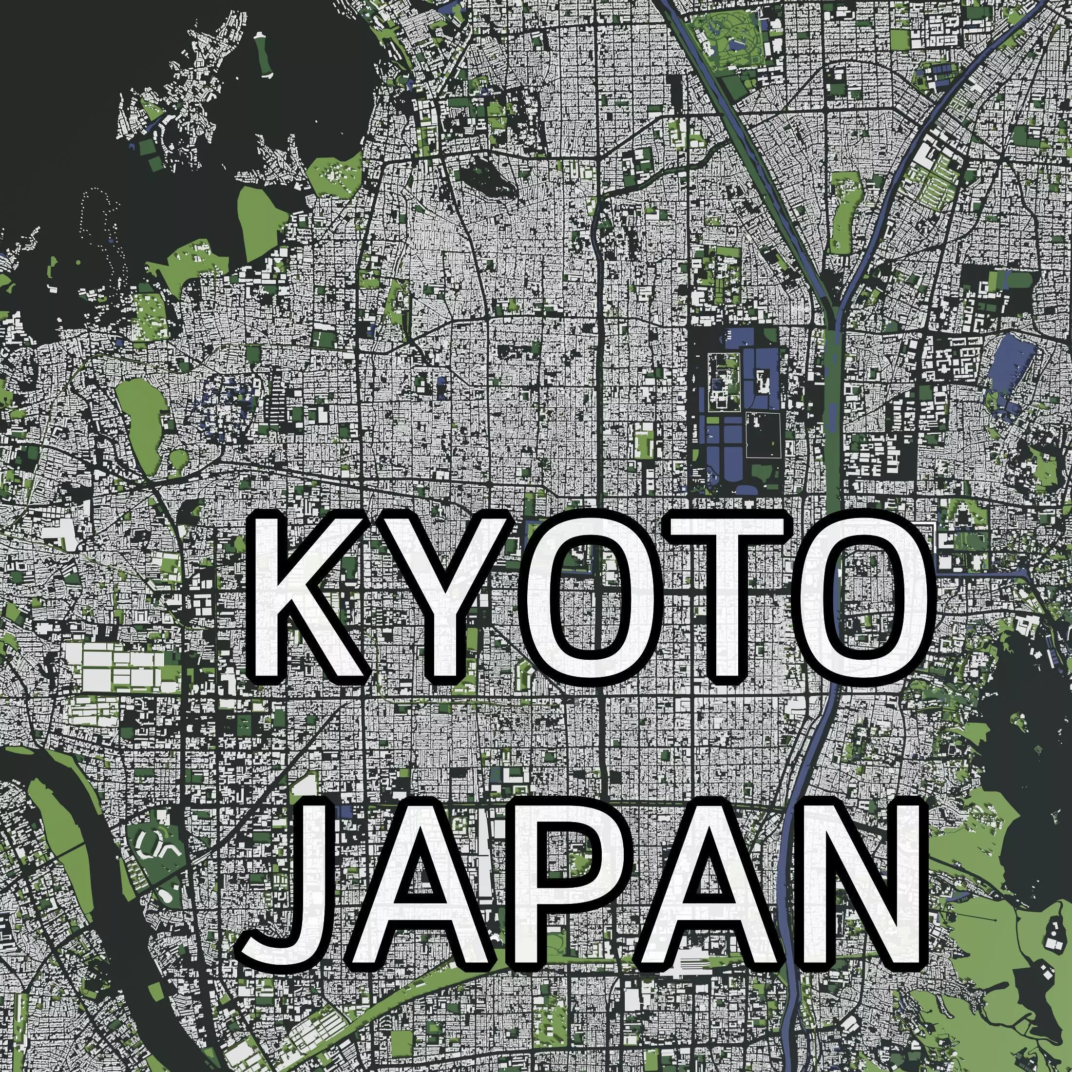 Kyoto Japan - city and mass buildings 3D model