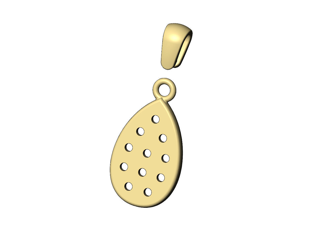 Diamond almond pendant charm 3D print model_10