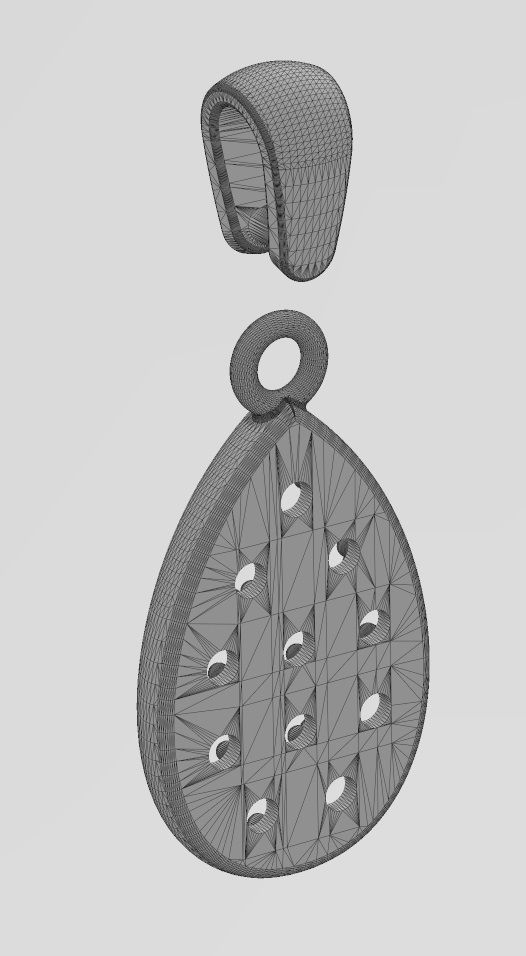 Diamond almond pendant charm 3D print model_13