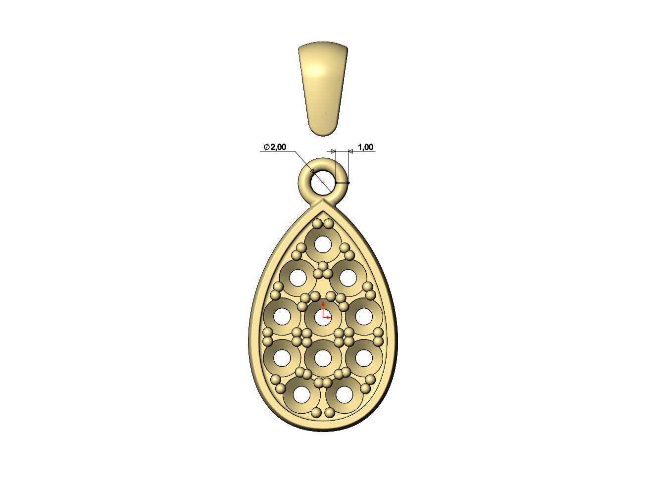 Diamond almond pendant charm 3D print model_7