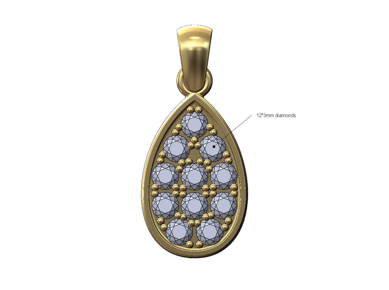 Diamond almond pendant charm 3D print model_1