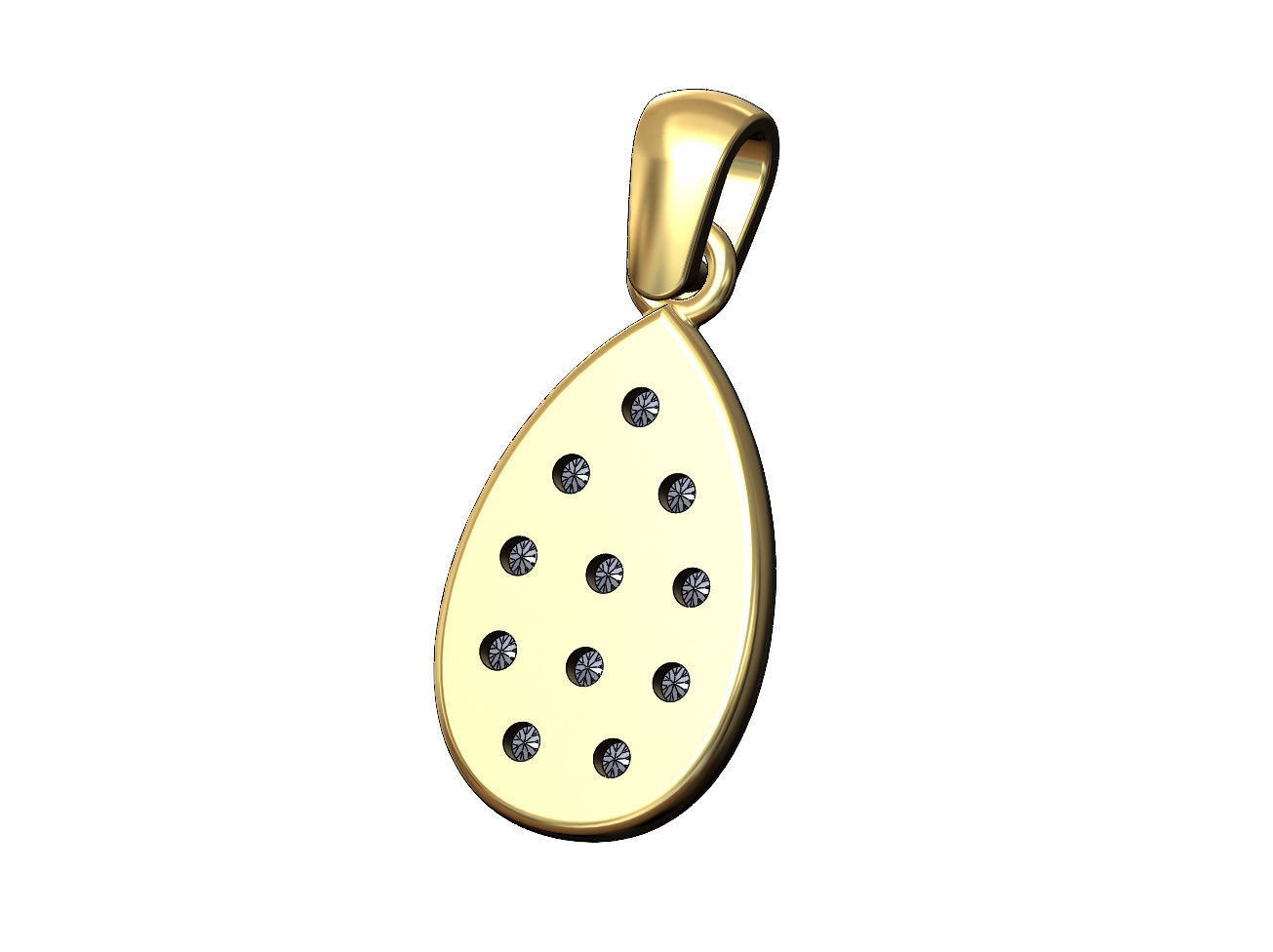 Diamond almond pendant charm 3D print model_4