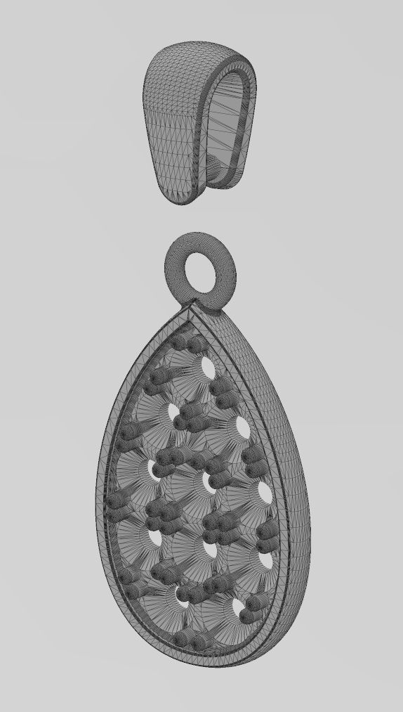 Diamond almond pendant charm 3D print model_12