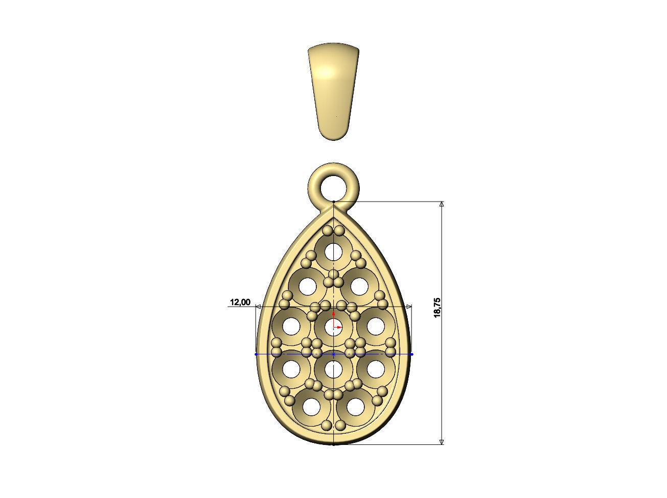Diamond almond pendant charm 3D print model_6