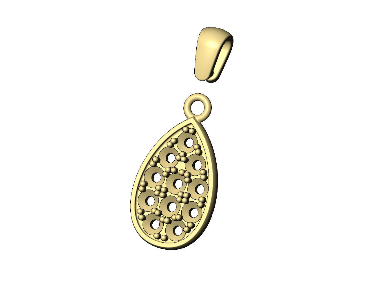 Diamond almond pendant charm 3D print model_5