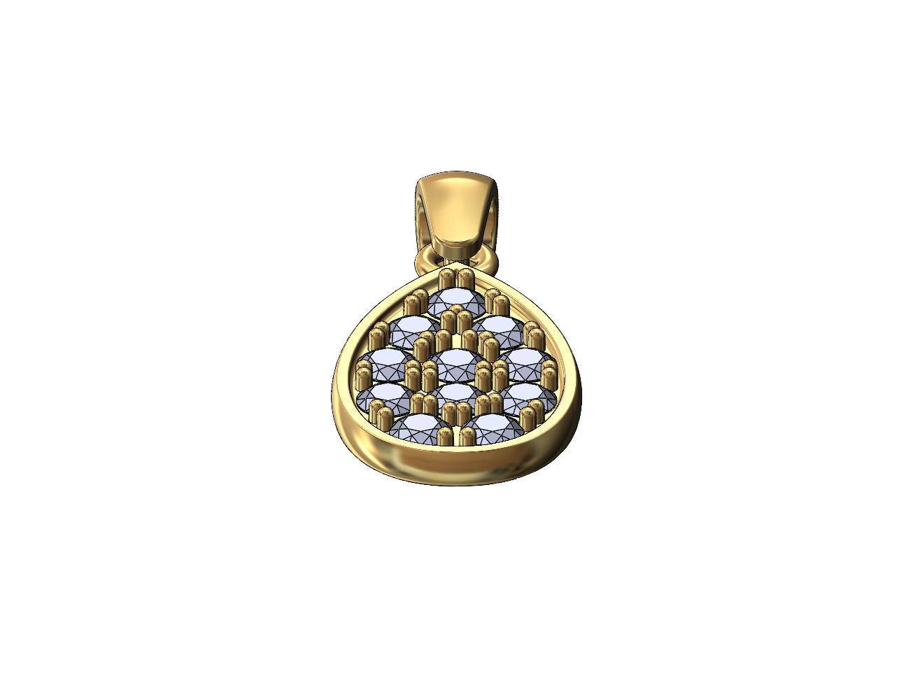 Diamond almond pendant charm 3D print model_3