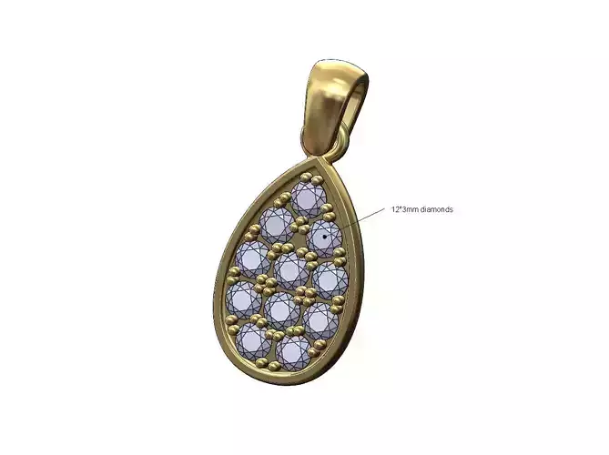 Diamond almond pendant charm 3D print model