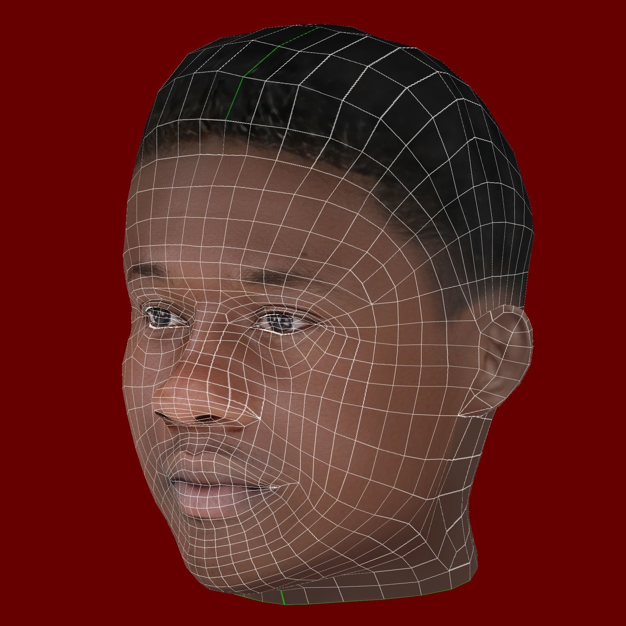 Eduardo Camavinga Head - Low poly head for game Low-poly 3D model_7