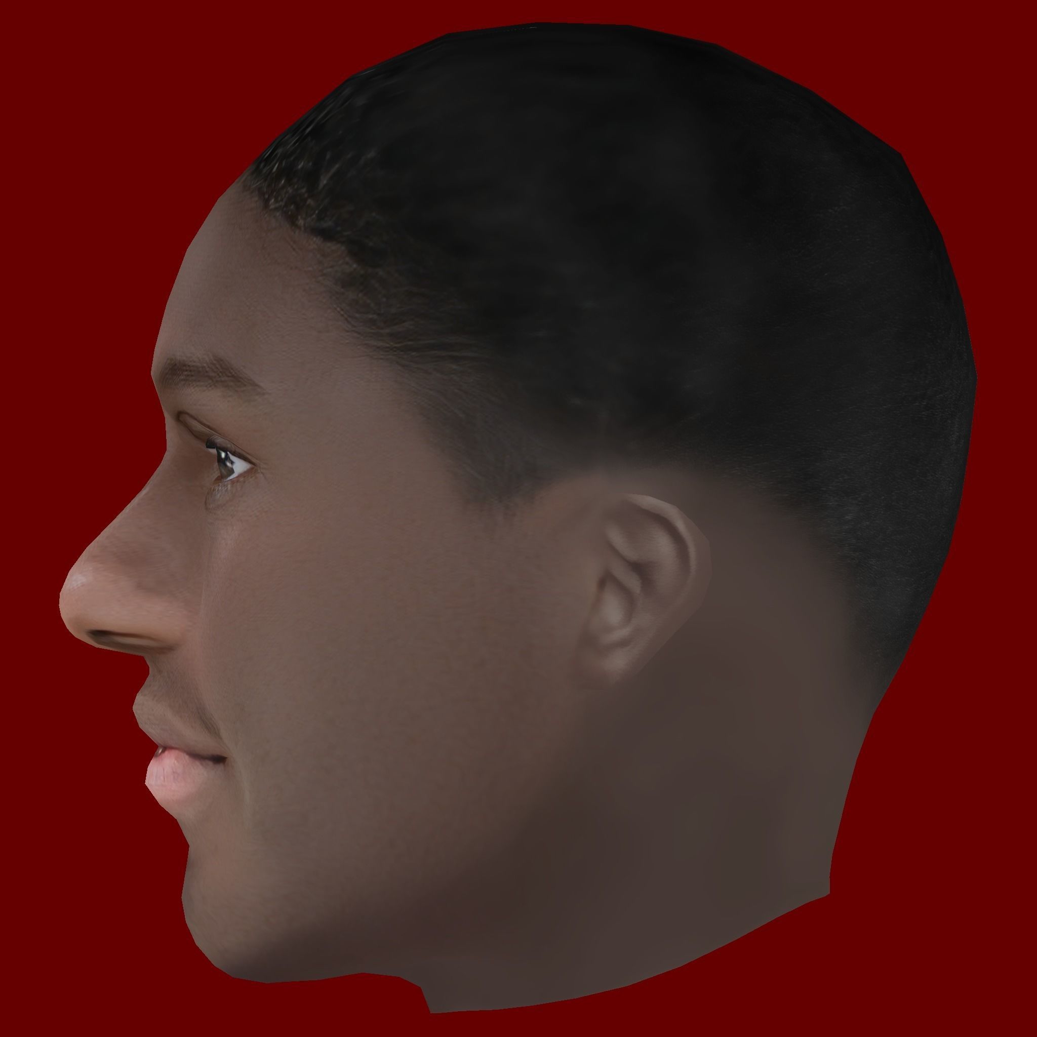 Ferland Mendy Head - Low poly head for game Low-poly 3D model_2