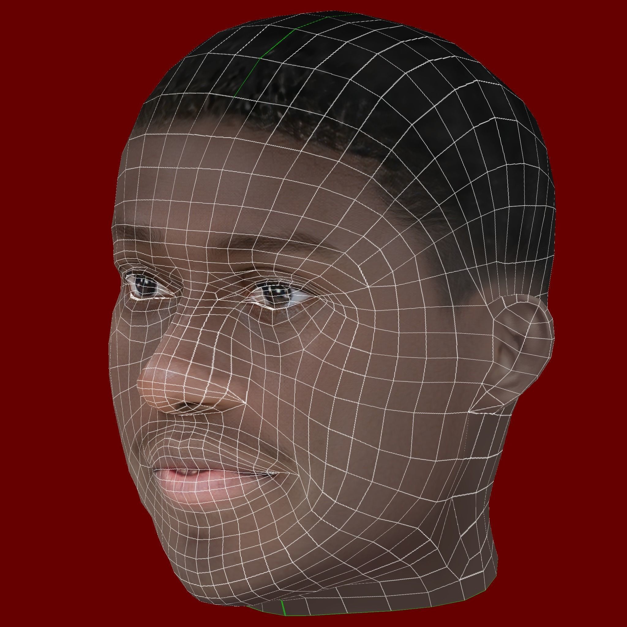 Ferland Mendy Head - Low poly head for game Low-poly 3D model_7