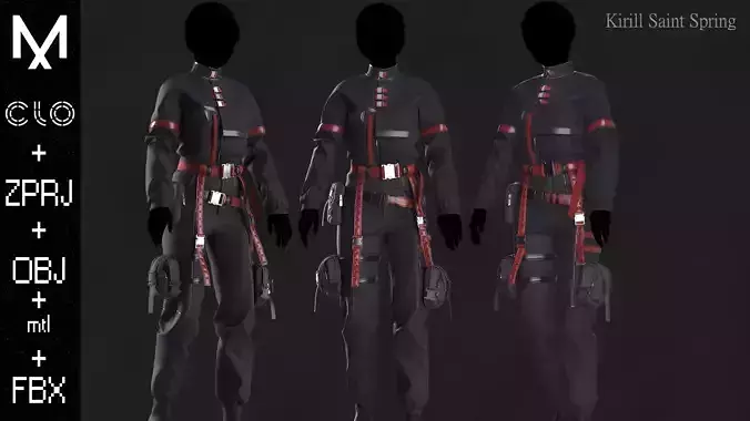 Cyber Outfit Marvelous designer Clo3d OBJ mtl FBX ZPRJ 