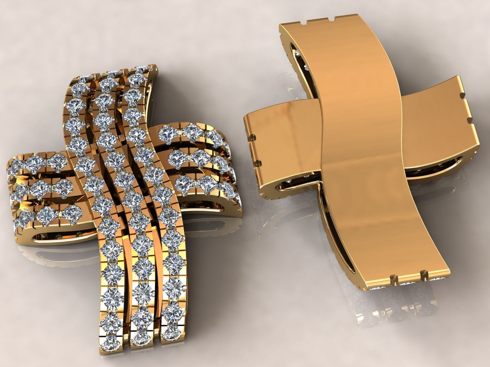 Cross Diamonds Pendant  3D print model_6