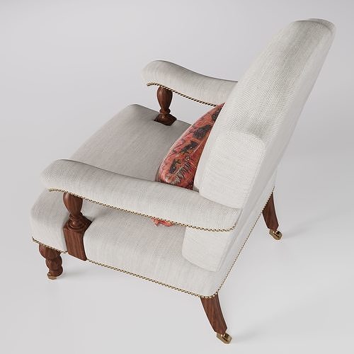 Georgian Armchair with pillow 3D model 4