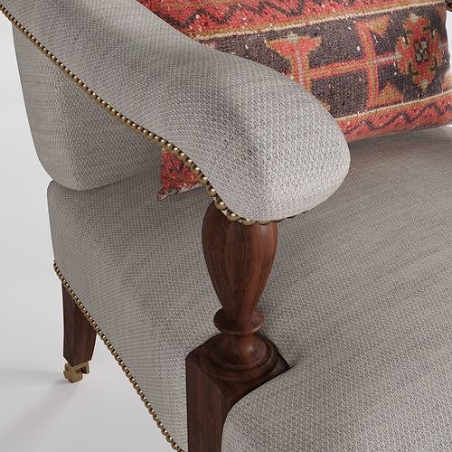 Georgian Armchair with pillow 3D model 7