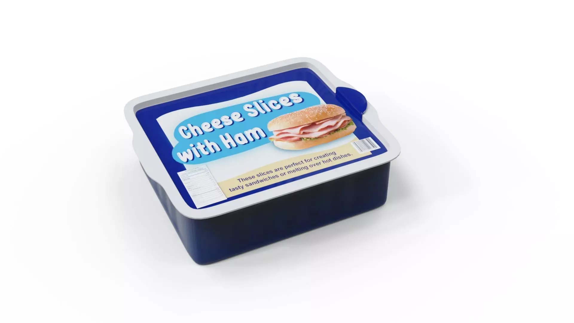 Processed Cheese Slices with Ham Low-poly 3D model_0