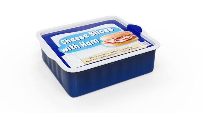 Processed Cheese Slices with Ham Low-poly 3D model 3