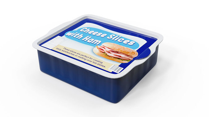 Processed Cheese Slices with Ham Low-poly 3D model 2