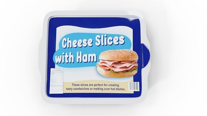 Processed Cheese Slices with Ham Low-poly 3D model 6