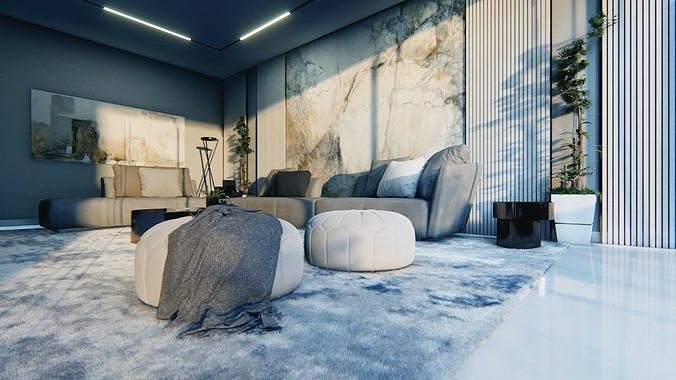 Tranquil Room Interior Design 3D model 2