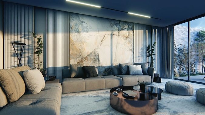 Tranquil Room Interior Design 3D model 4