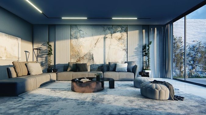 Tranquil Room Interior Design 3D model 3