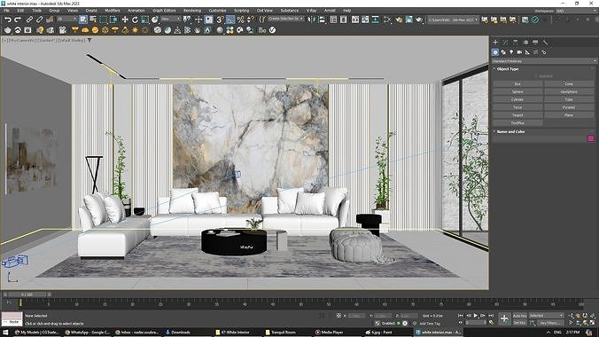 Tranquil Room Interior Design 3D model 7