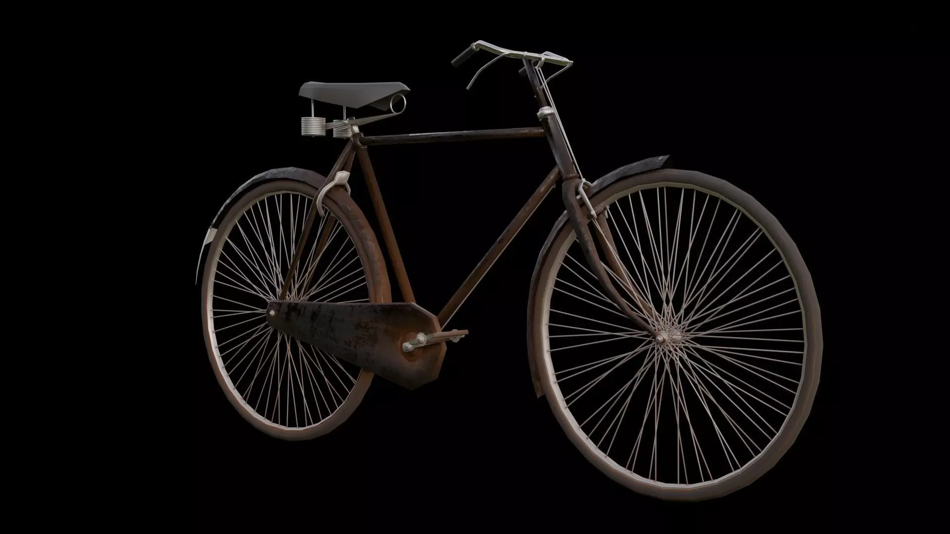 Old Indian bicycle  Low-poly 3D model_0