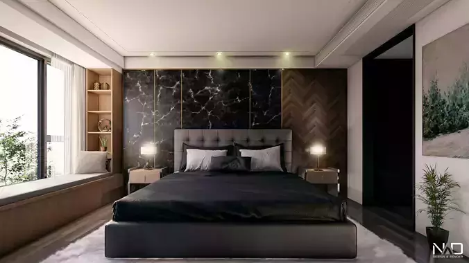 Black Bedroom Interior Design  3D model
