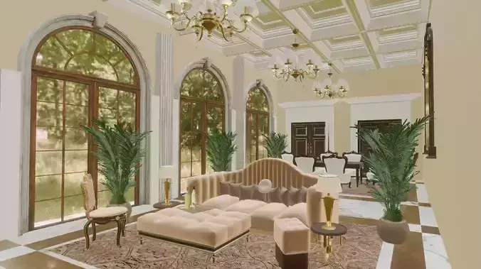 interior on style ampir Free 3D model