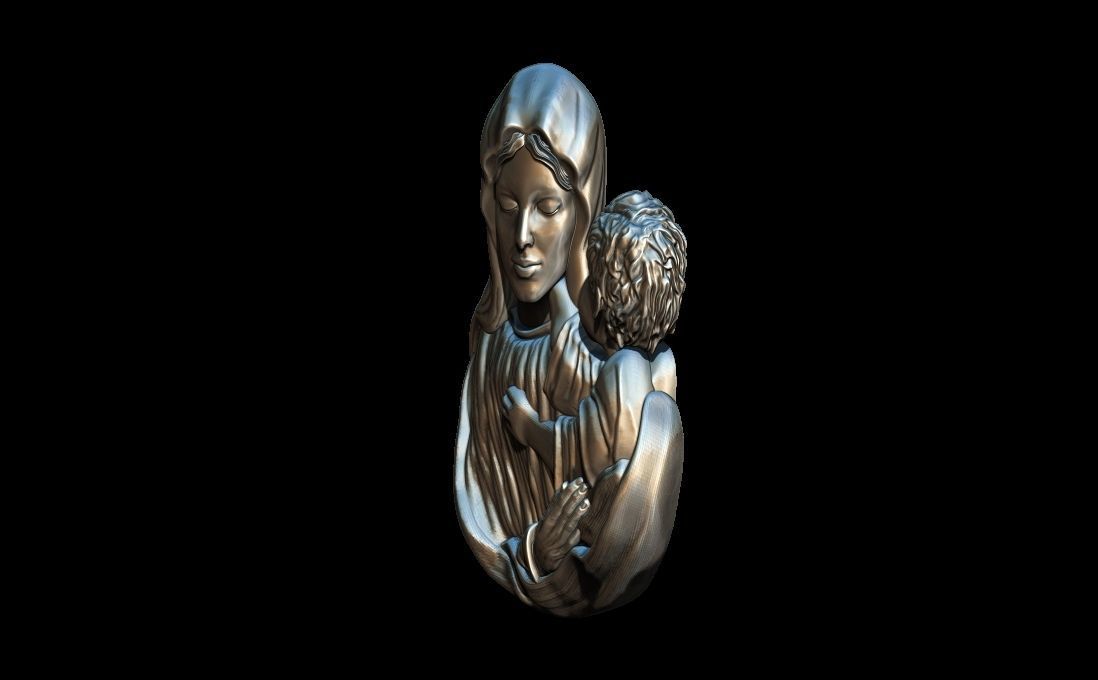Virgin Mary and child 3D print model_4