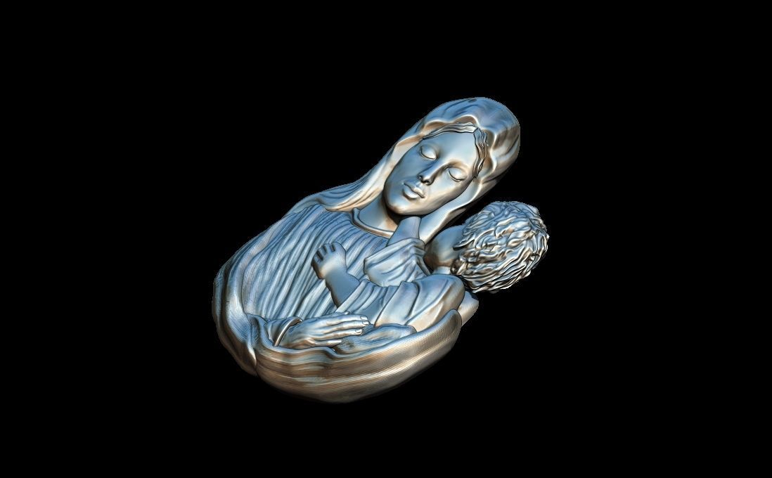 Virgin Mary and child 3D print model_7