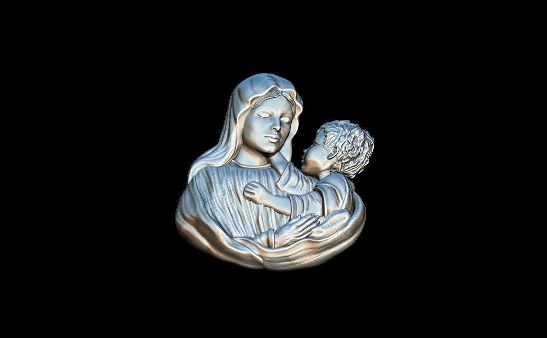 Virgin Mary and child 3D print model_3
