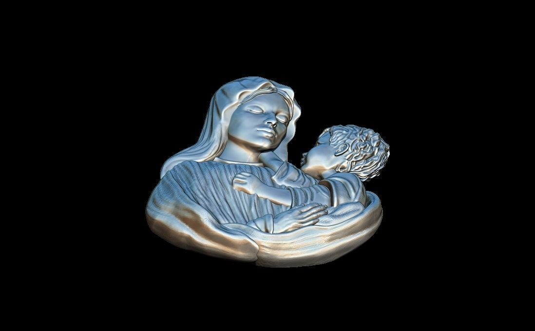 Virgin Mary and child 3D print model_6