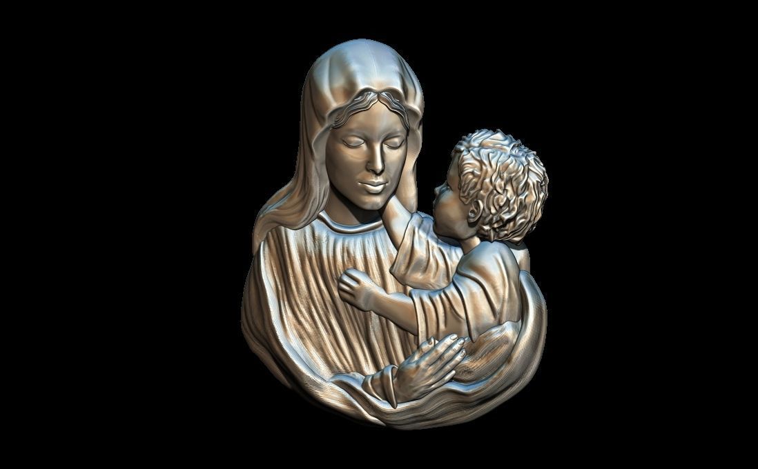 Virgin Mary and child 3D print model_1