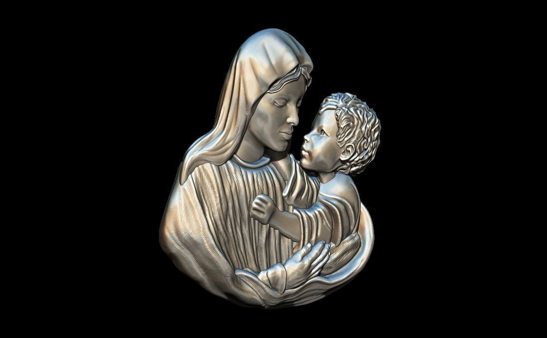 Virgin Mary and child 3D print model_2