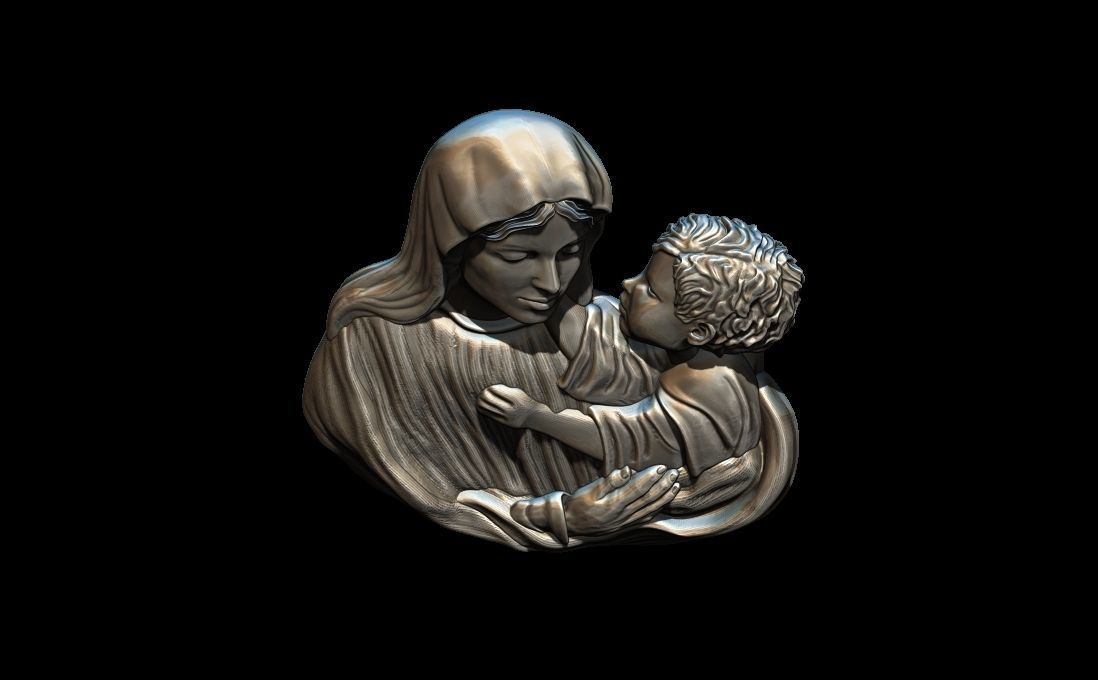 Virgin Mary and child 3D print model_5