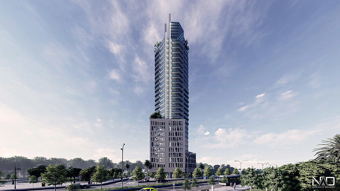 Twin Towers Exterior Design 3D model 7