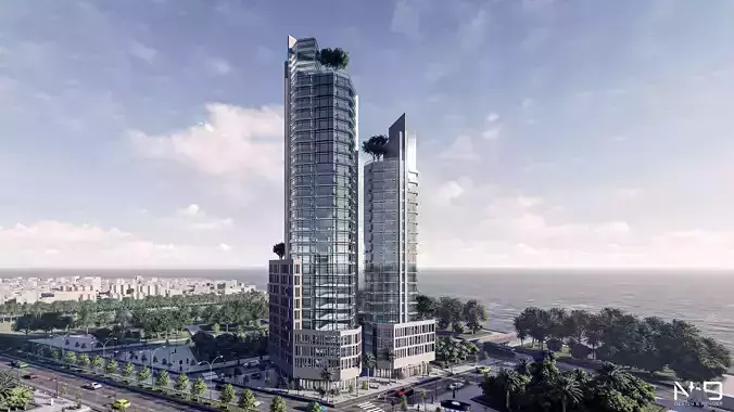 Twin Towers Exterior Design 3D model 2