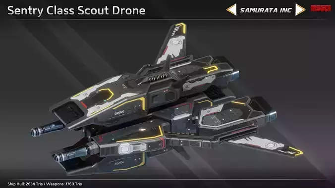 Spaceship Sentry Class Scout Drone Low-poly 3D model