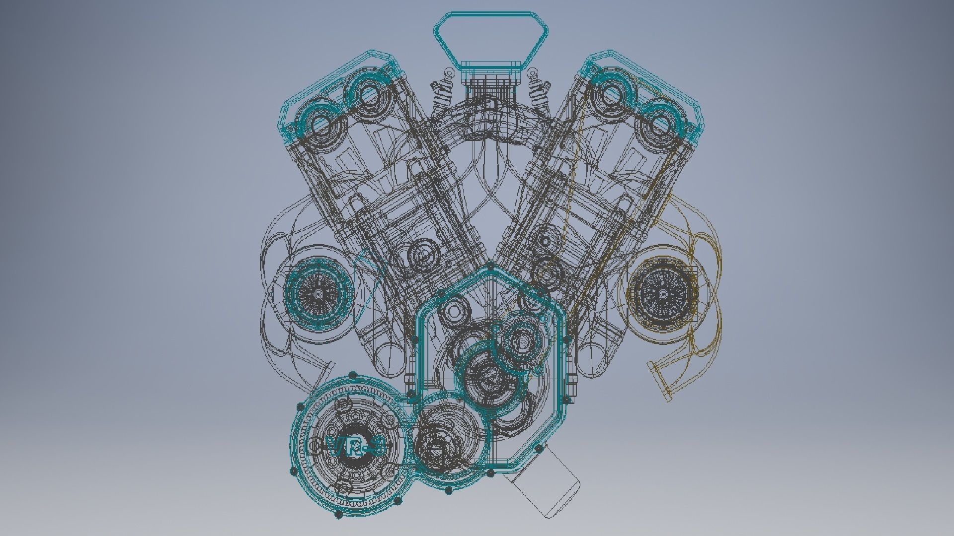 V4 Engine assembly 3D model_7